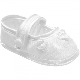 Baby Girls White Dupion Rosebud Christening Shoes